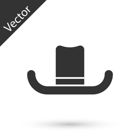 Grey Man hat with ribbon icon isolated on white background. Vector Illustrationのイラスト素材