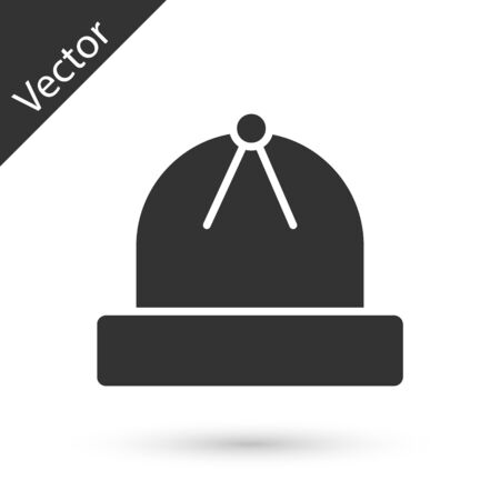 Grey Winter hat icon isolated on white background. Vector Illustrationのイラスト素材