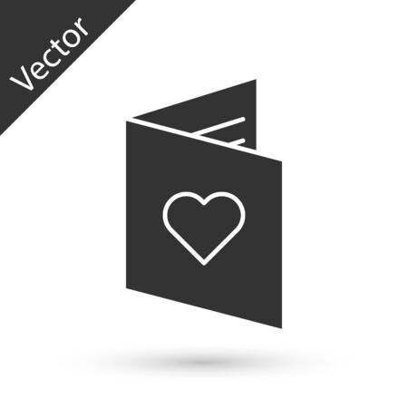 Grey Valentines day flyer with heart icon isolated on white background. Celebration poster template for invitation or greeting card. Vector Illustrationのイラスト素材