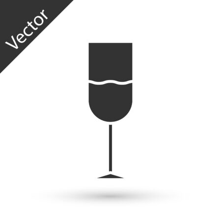 Grey Wine glass icon isolated on white background. Wineglass icon. Goblet symbol. Glassware sign. Vector Illustrationのイラスト素材
