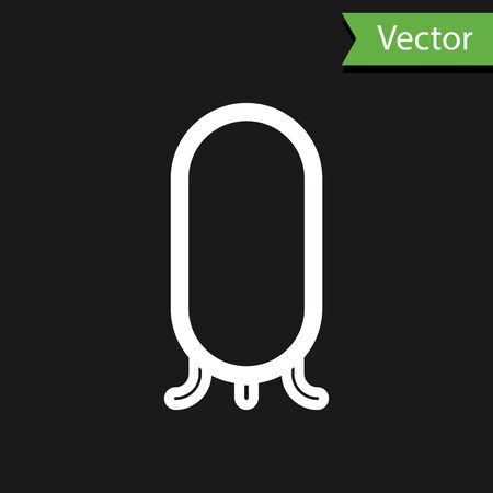 White line Big full length mirror for bedroom, shops, backstage icon isolated on black background. Vector Illustrationのイラスト素材