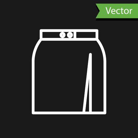 White line Skirt icon isolated on black background. Vector Illustrationのイラスト素材
