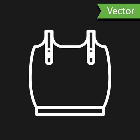White line Body armor icon isolated on black background. Vector Illustrationのイラスト素材