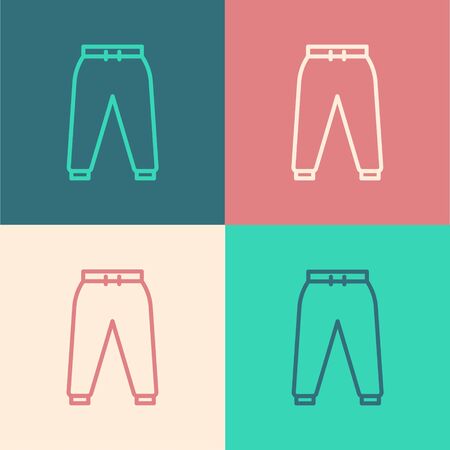 Color line Sport pants icon isolated on color background. Vector Illustrationのイラスト素材