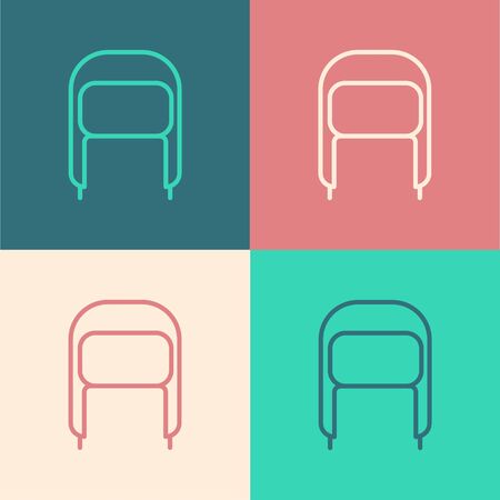 Color line Winter hat with ear flaps icon isolated on color background. Vector Illustrationのイラスト素材