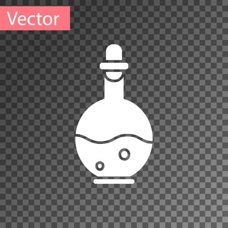 White Glass bottle with magic elixir icon isolated on transparent background. Computer game asset. Vector Illustrationのイラスト素材