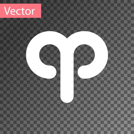 White Aries zodiac sign icon isolated on transparent background. Astrological horoscope collection. Vector Illustrationのイラスト素材