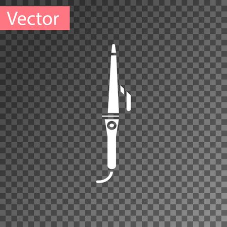 White Curling iron for hair icon isolated on transparent background. Hair straightener icon. Vector Illustrationのイラスト素材
