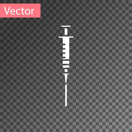 White Syringe icon isolated on transparent background. Syringe for vaccine, vaccination, injection, flu shot. Medical equipment. Vector Illustrationのイラスト素材