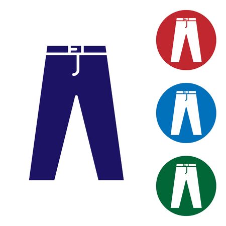 Blue Pants icon isolated on white background. Set color icons in circle buttons. Vector Illustrationのイラスト素材