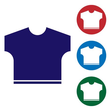 Blue T-shirt icon isolated on white background. Set color icons in circle buttons. Vector Illustrationのイラスト素材