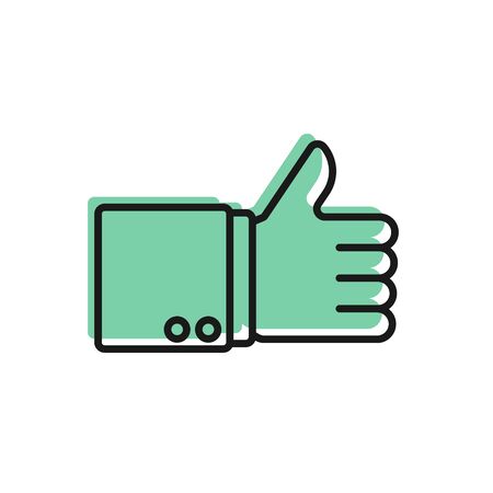 Black line Hand thumb up icon isolated on white background. Vector Illustrationのイラスト素材