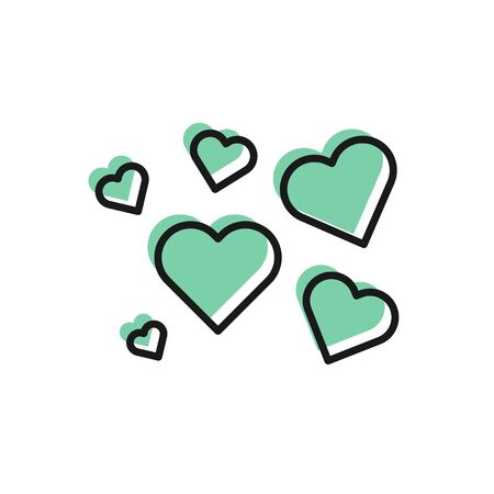 Black line Heart icon isolated on white background. Romantic symbol linked, join, passion and wedding. Valentine day symbol. Vector Illustrationのイラスト素材