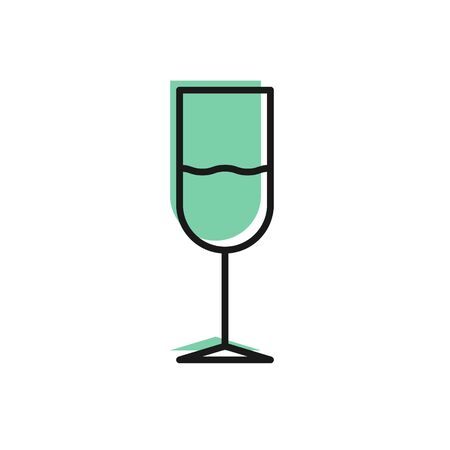 Black line Wine glass icon isolated on white background. Wineglass icon. Goblet symbol. Glassware sign. Vector Illustrationのイラスト素材