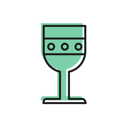 Black line Medieval goblet icon isolated on white background. Vector Illustrationのイラスト素材