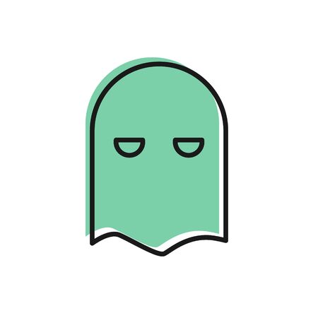 Black line Executioner mask icon isolated on white background. Hangman, torturer, executor, tormentor, butcher, headsman icon. Vector Illustrationのイラスト素材