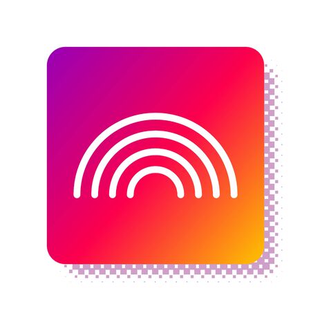 White Rainbow icon isolated on white background. Square color button. Vector Illustrationのイラスト素材