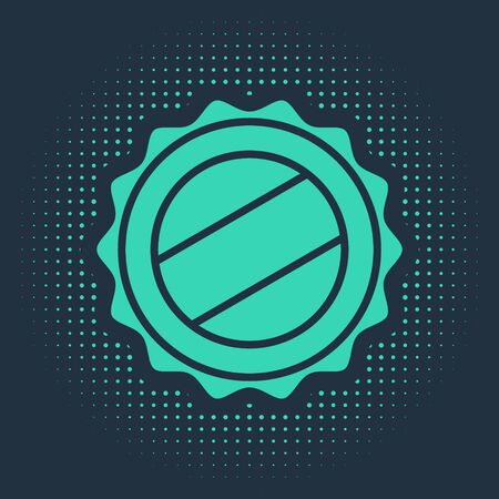 Green Bottle cap icon isolated on blue background. Abstract circle random dots. Vector Illustrationのイラスト素材