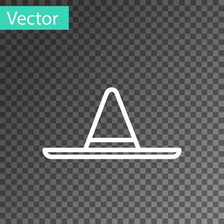 White line Gardener, farmer or agricultural worker hat icon isolated on transparent background. Vector Illustrationのイラスト素材