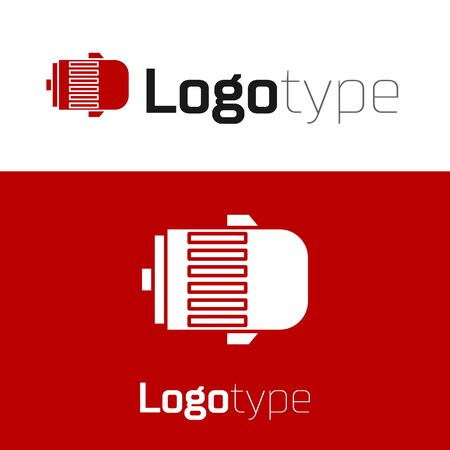 Red Electric engine icon isolated on white background. Car alternator.のイラスト素材