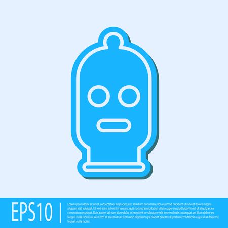 Blue line Balaclava icon isolated on grey background. A piece of clothing for winter sports or a mask for a criminal or a thief. Vector Illustrationのイラスト素材
