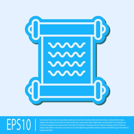 Blue line Decree, paper, parchment, scroll icon icon isolated on grey background. Vector Illustrationのイラスト素材