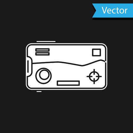 White Smartphone and playing in game icon isolated on black background. Mobile gaming concept.  Vector Illustrationのイラスト素材