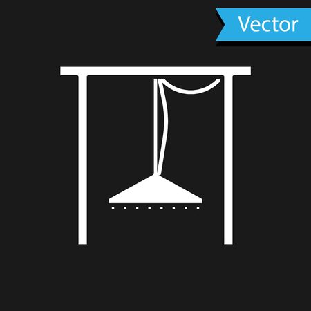 White Automatic irrigation sprinklers icon isolated on black background. Watering equipment. Garden element. Spray gun icon. Vector Illustrationのイラスト素材