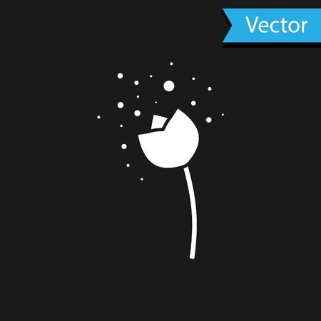 White Flower producing pollen in atmosphere icon isolated on black background. Vector Illustrationのイラスト素材