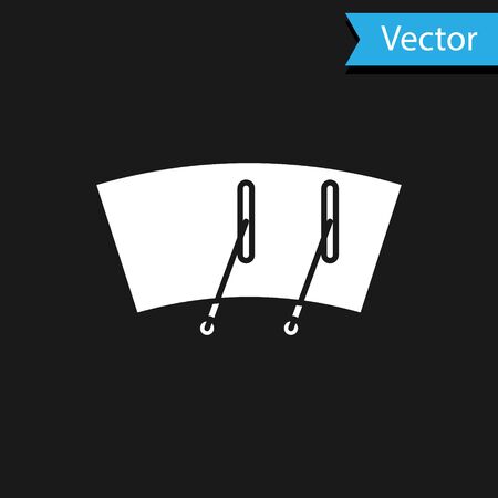 White Windscreen wiper icon isolated on black background. Vector Illustrationのイラスト素材