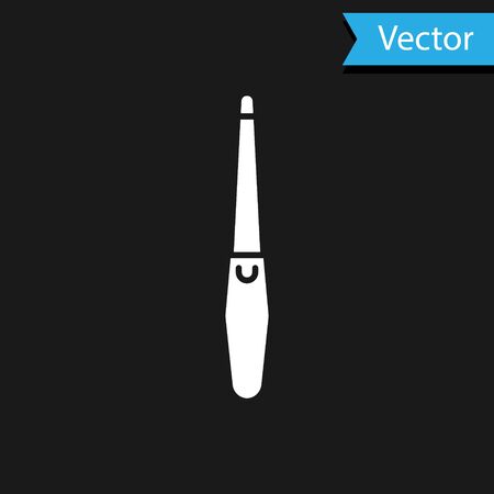 White Nail file icon isolated on black background. Manicure tool. Vector Illustrationのイラスト素材