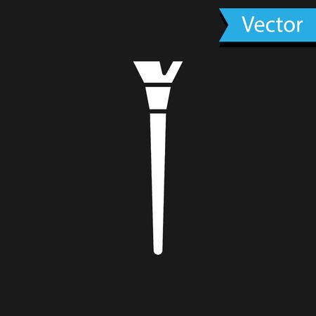 White Makeup brush icon isolated on black background. Vector Illustrationのイラスト素材