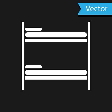 White Bunk bed icon isolated on black background. Vector Illustrationのイラスト素材