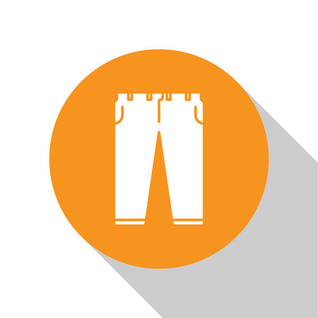 White Pants icon isolated on white background. Orange circle button. Vector Illustrationのイラスト素材