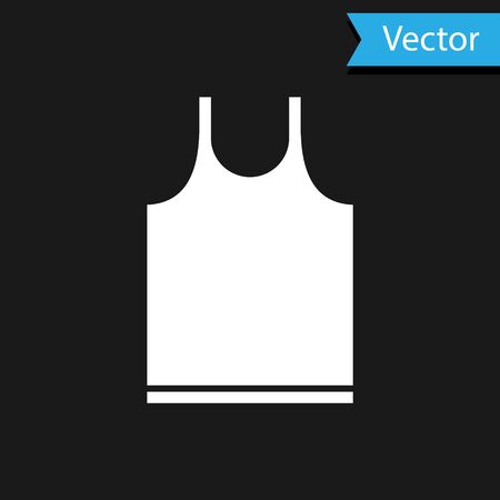 White Sleeveless T-shirt icon isolated on black background. Vector Illustrationのイラスト素材