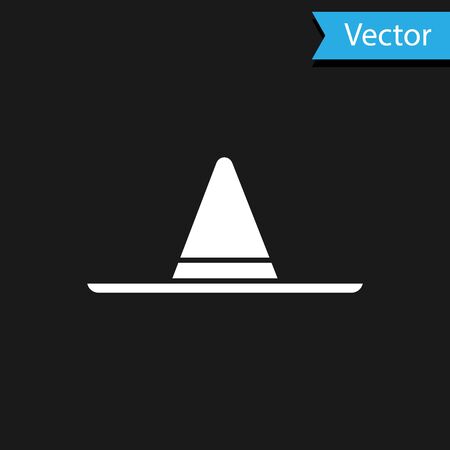 White Gardener, farmer or agricultural worker hat icon isolated on black background. Vector Illustrationのイラスト素材