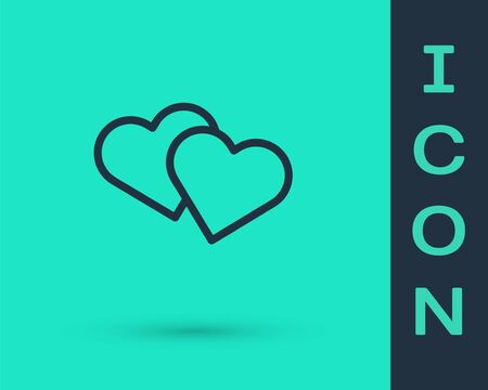 Black line Heart icon isolated on green background. Romantic symbol linked, join, passion and wedding. Valentine day symbol. Vector Illustrationのイラスト素材