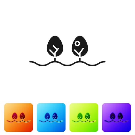 Black Plant icon isolated on white background. Set icons in color square buttons. Vector Illustrationのイラスト素材