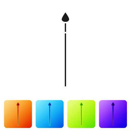 Black Medieval spear icon isolated on white background. Medieval weapon. Set icons in color square buttons. Vector Illustrationのイラスト素材