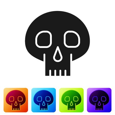 Black Skull icon isolated on white background. Set icons in color square buttons. Vector Illustrationのイラスト素材
