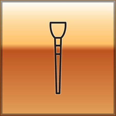 Black line Makeup brush icon isolated on gold background. Vector Illustrationのイラスト素材