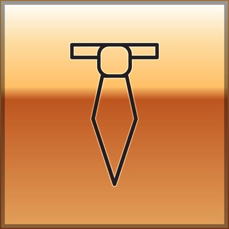 Black line Tie icon isolated on gold background. Necktie and neckcloth symbol. Vector Illustrationのイラスト素材