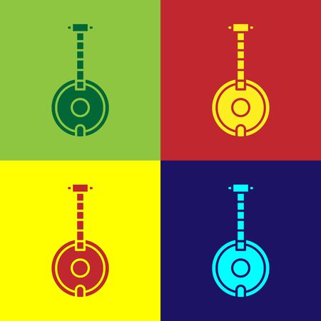 Color Banjo icon isolated on color background. Musical instrument.  Vector Illustrationのイラスト素材