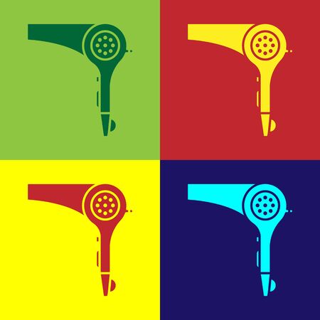 Color Hair dryer icon isolated on color background. Hairdryer sign. Hair drying symbol. Blowing hot air. Vector Illustrationのイラスト素材