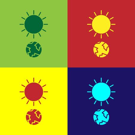 Color Solstice icon isolated on color background.  Vector Illustrationのイラスト素材