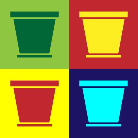 Color Flower pot icon isolated on color background. Vector Illustrationのイラスト素材
