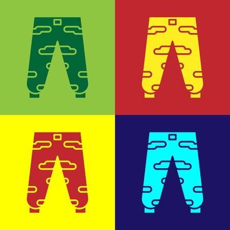Color Camouflage cargo pants icon isolated on color background. Vector Illustrationのイラスト素材