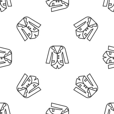 Grey line Blazer or jacket icon isolated seamless pattern on white background. Vector Illustrationのイラスト素材