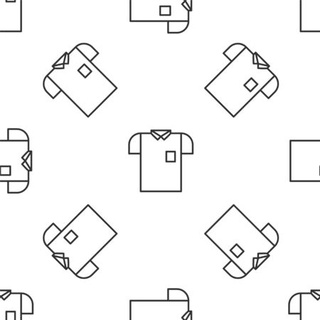 Grey line Polo shirt icon isolated seamless pattern on white background. Vector Illustrationのイラスト素材