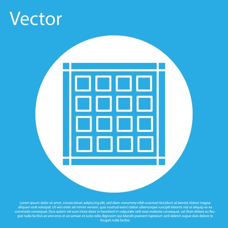 Blue Checkered napkin icon isolated on blue background. White circle button. Vector Illustrationのイラスト素材